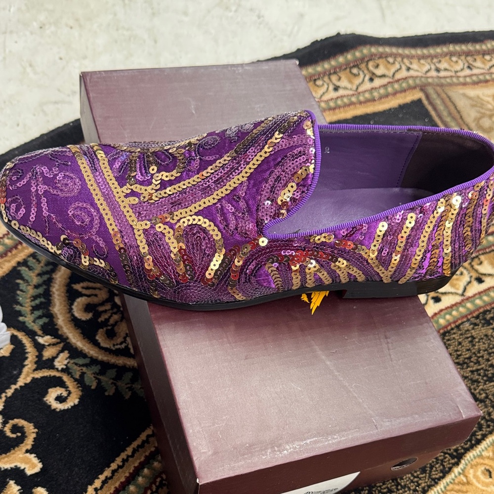Royal Shoes Stylish Purple and Gold Loafers
